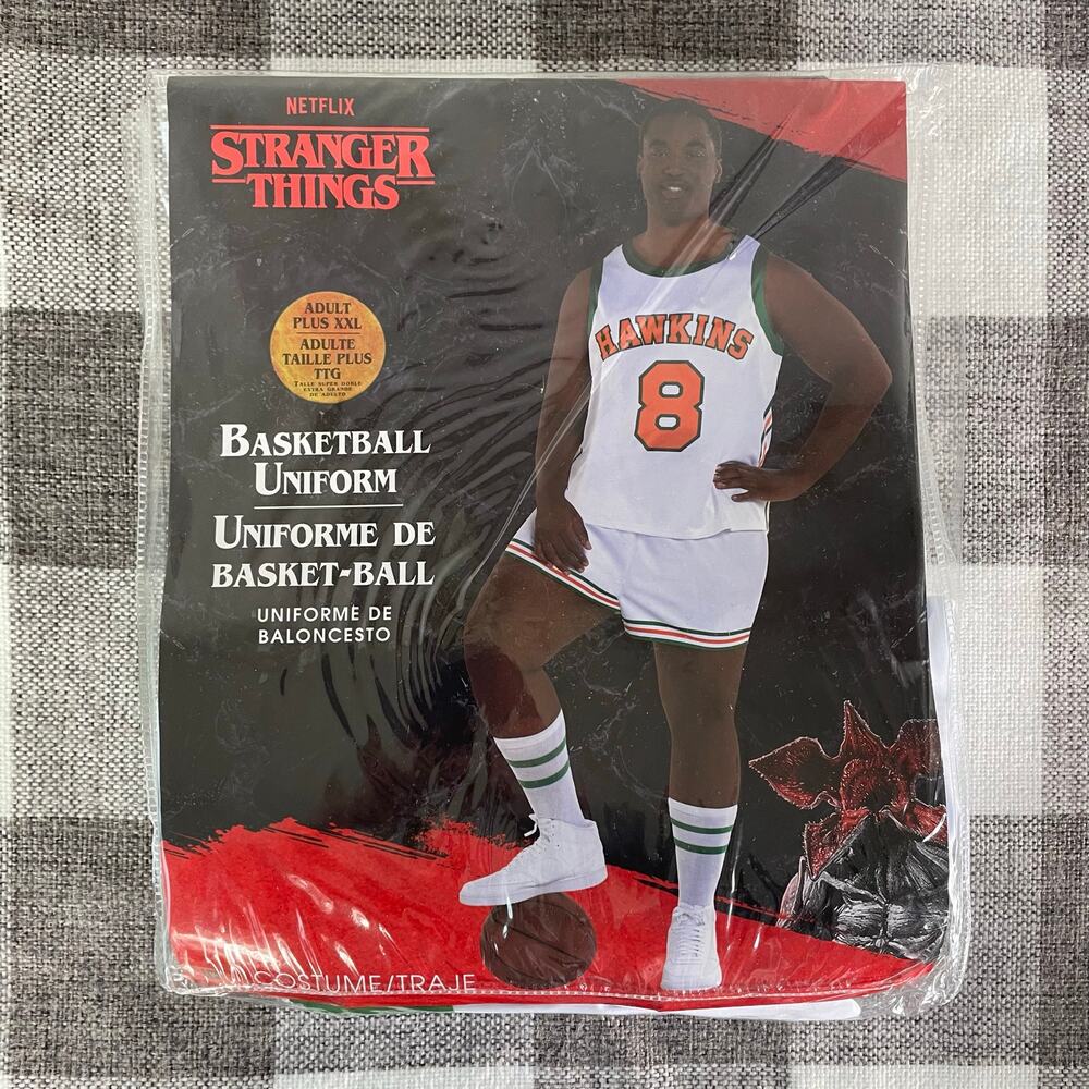 Stranger Things Lucas Sinclair Hawkins Basketball Costume Adult XXL Plus NWT